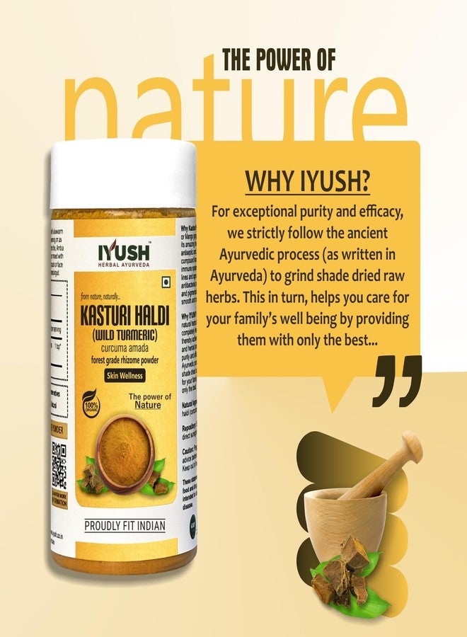 IYUSH Herbal Ayurveda Kasturi Haldi Powder for Face Beauty - 250gm | Wild Turmeric Powder | Amba Haldi Powder | Kasturi Manjal | Kasthuri Manjal Powder for Face | Kasturi Turmeric Powder | - Image 5