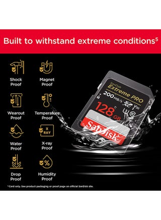 128GB Extreme PRO SDXC card + RescuePRO Deluxe, up to 200MB/s, UHS I, Class 10, U3, V30 SDSDXXD 128G GN4IN - view 5