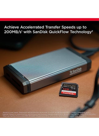 128GB Extreme PRO SDXC card + RescuePRO Deluxe, up to 200MB/s, UHS I, Class 10, U3, V30 SDSDXXD 128G GN4IN - view 2