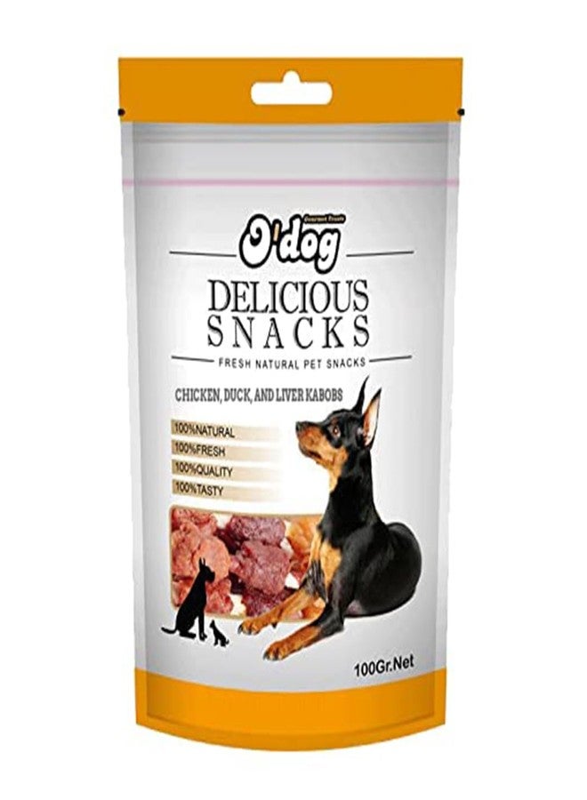 PETS EMPIRE O'Dog Chicken, Duck and Liver Kabobs Stick, Healthy Dog Treats, Chewy Dogs Sticks for Training and Feeding, Made with Real Chicken, Duck, Non-Vegetarian Snacks for Dogs, Puppies - 100g - Image 1