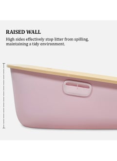 MAJIBAO Cat litter box with Sand drop pedal, Portable design, and Litter scoop, Extra-large semi-enclosed litter box for indoor cats and kittens, Durable plastic and easy to clean 59 cm (Pink)  - Image 4