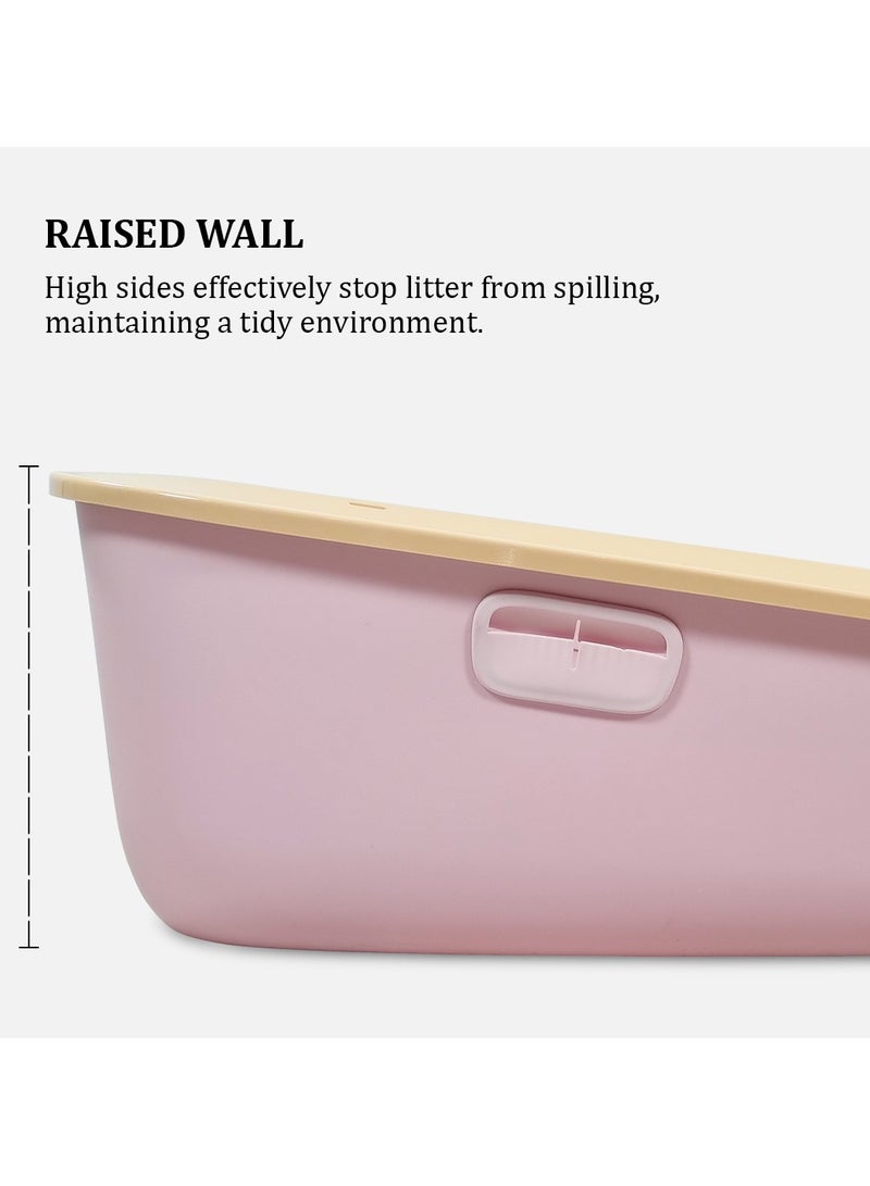 MAJIBAO Cat litter box with Sand drop pedal, Portable design, and Litter scoop, Extra-large semi-enclosed litter box for indoor cats and kittens, Durable plastic and easy to clean 59 cm (Pink)  - Image 4
