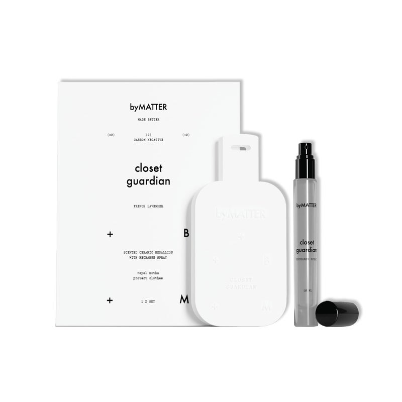 byMATTER Closet Guardian Natural Lavender Spray - Air Freshener, Hanging Ceramic Plate & French Lavender Spray, Fragrance Set for Wardrobes, Drawers & Clothing (200G / 7. Fl Oz) - Image 1