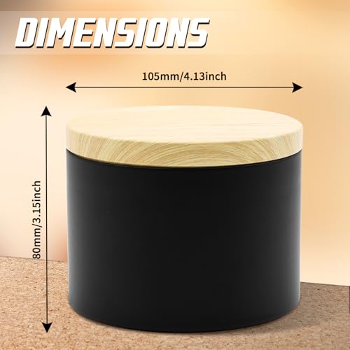 YJHSS 12-Pack 16oz Candle Tins with Wood-Grain Printing Lids, Metal Candle Jars for Candle Making, Bulk Empty Containers for Beginners & DIY Storage - Wood Black - Image 3