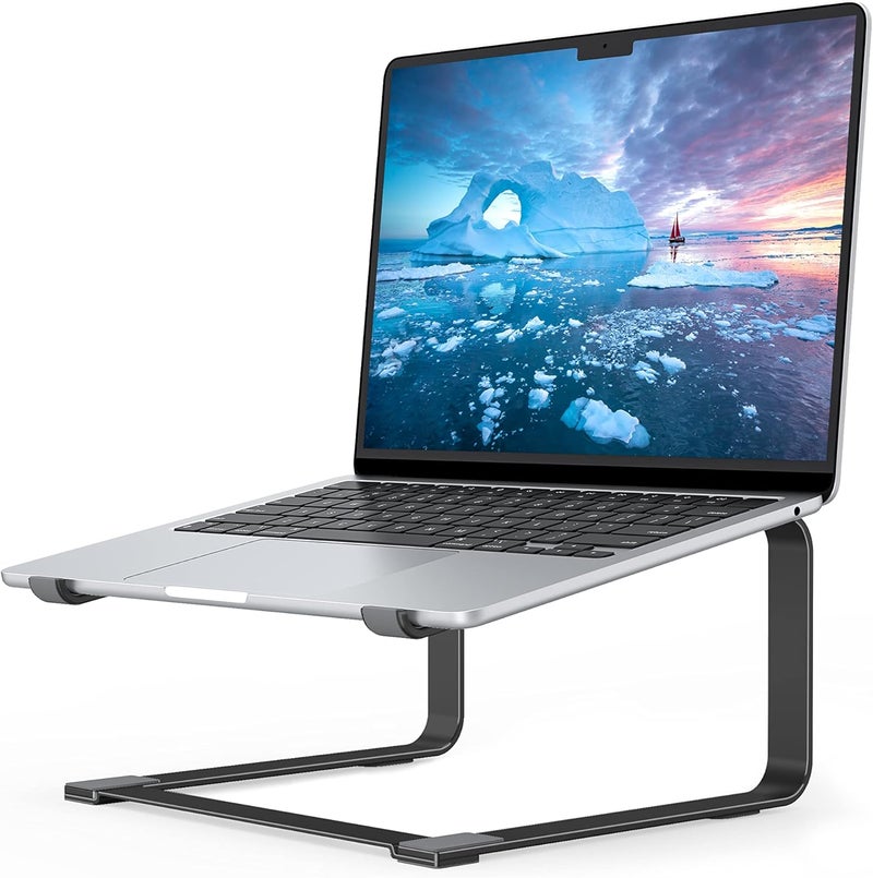 SOUNDANCE Laptop Stand for Desk, Metal Computer Riser, Heavy Stable PC Holder, Ergonomic Laptops Elevator for 12 to 17.3 Inches Notebook Computer, Black - Image 1