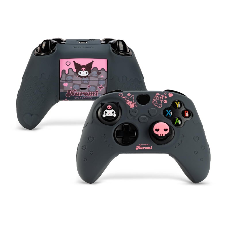Kuitmor Controller Cover Skin for Xbox Series XSSoft Silicone AntiSlip Protective Cover Skin Case Compatible with Xbox Controller with 2 Thumb Grip Caps and 1 Sticker Black Kuromi - Image 2