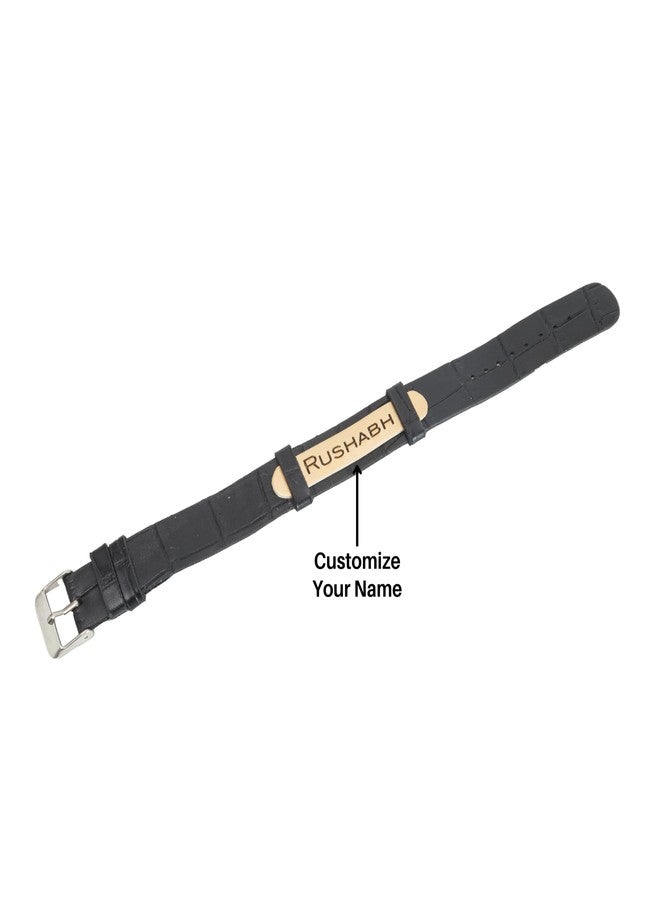 AICA Personalized Name Leather Mens Rakhi Bracelet Band for Brother | Customized Rakhi Set for Brother | Rakhis for Rakshabandhan | Bhaiya Bhabhi Rakhi Set - Image 3