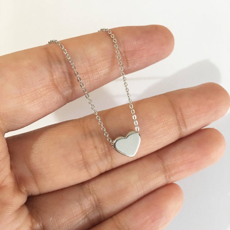 BAYLAY Silver Heart Necklace for Women, 18K Silver Plated Heart Necklace Tiny Heart Charm Pendant Necklaces for Women Silver Jewelry Valentines Gifts for Her Women Teen Girls - Image 5