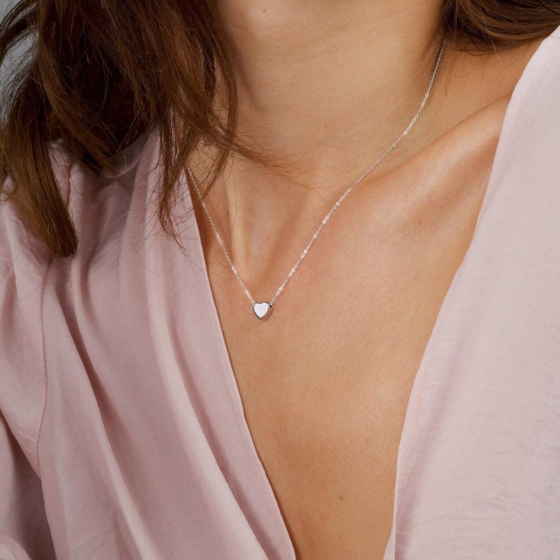BAYLAY Silver Heart Necklace for Women, 18K Silver Plated Heart Necklace Tiny Heart Charm Pendant Necklaces for Women Silver Jewelry Valentines Gifts for Her Women Teen Girls - Image 3