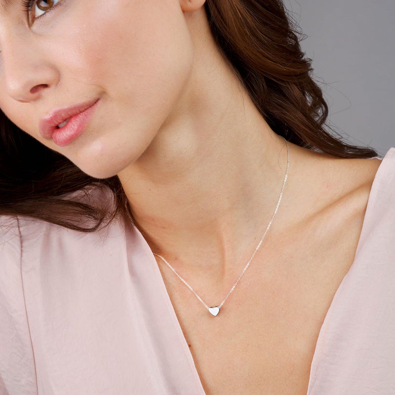 BAYLAY Silver Heart Necklace for Women, 18K Silver Plated Heart Necklace Tiny Heart Charm Pendant Necklaces for Women Silver Jewelry Valentines Gifts for Her Women Teen Girls - Image 2