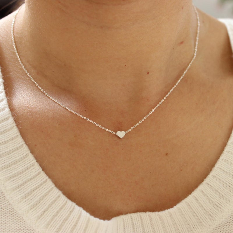 BAYLAY Silver Heart Necklace for Women, 18K Silver Plated Heart Necklace Tiny Heart Charm Pendant Necklaces for Women Silver Jewelry Valentines Gifts for Her Women Teen Girls - Image 4