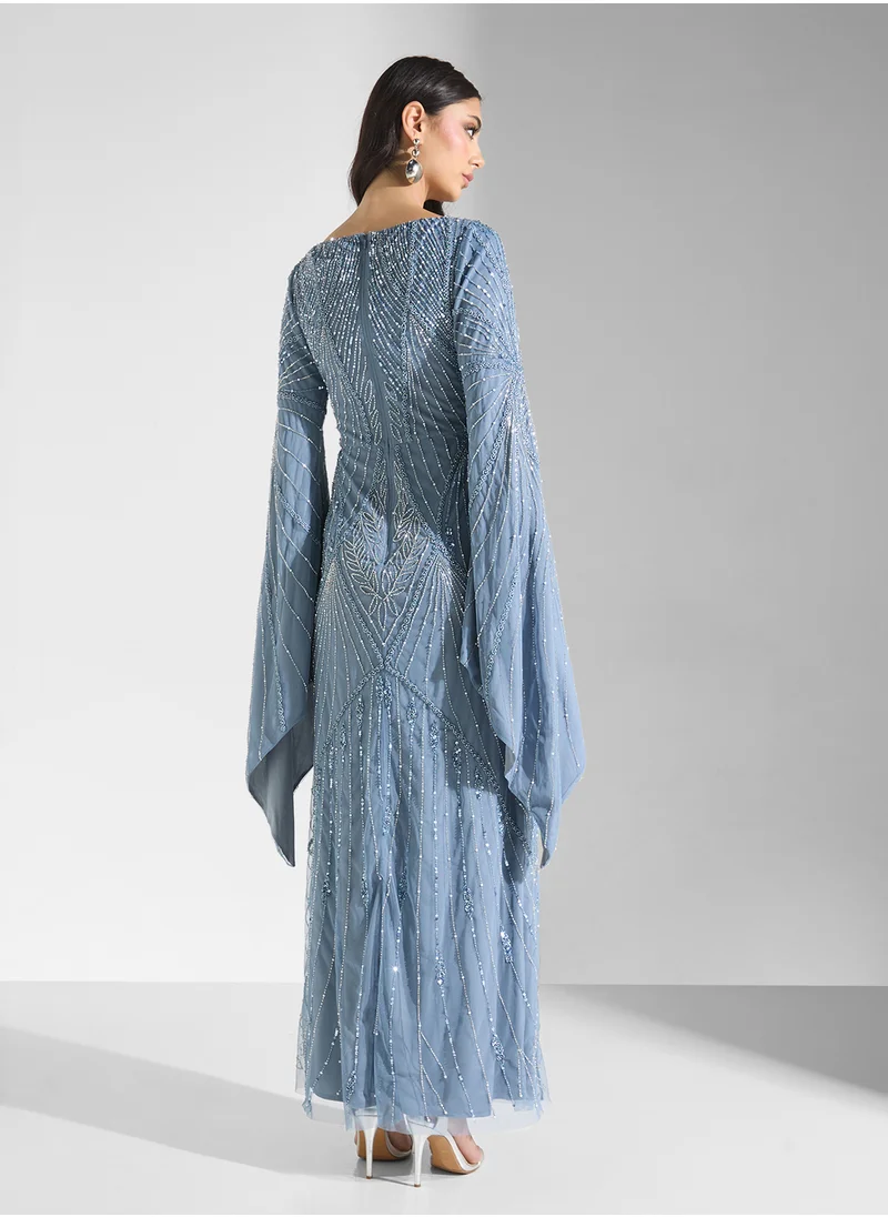 ماري Lauren Modest Embellished Sequin Maxi Dress