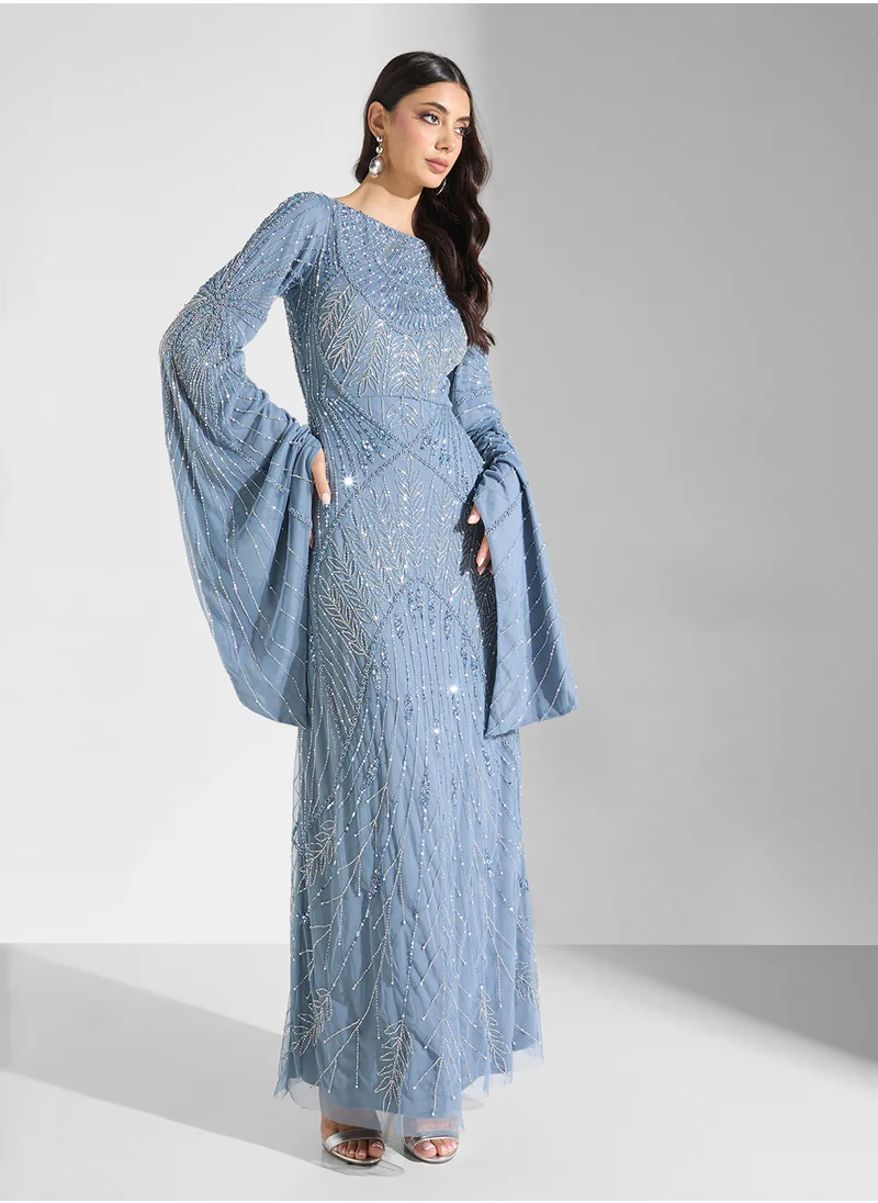 ماري Lauren Modest Embellished Sequin Maxi Dress