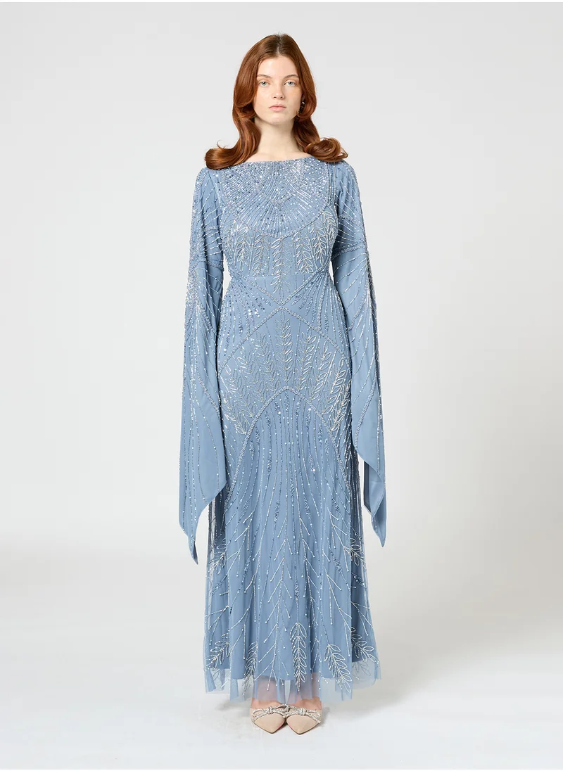 MARYISA Lauren Modest Embellished Sequin Maxi Dress