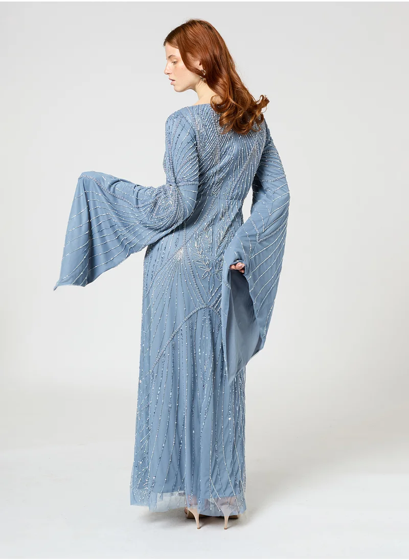 MARYISA Lauren Modest Embellished Sequin Maxi Dress