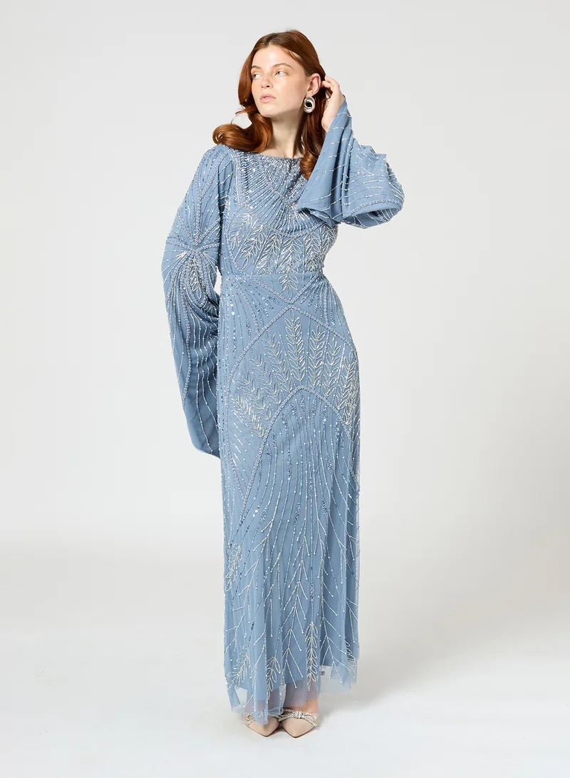ماري Beaded Sleeve Evening Dress