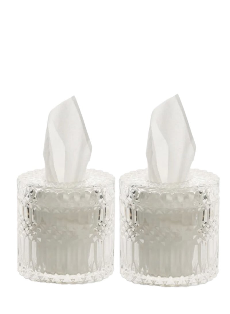 Two glass tissue boxes - Image 1