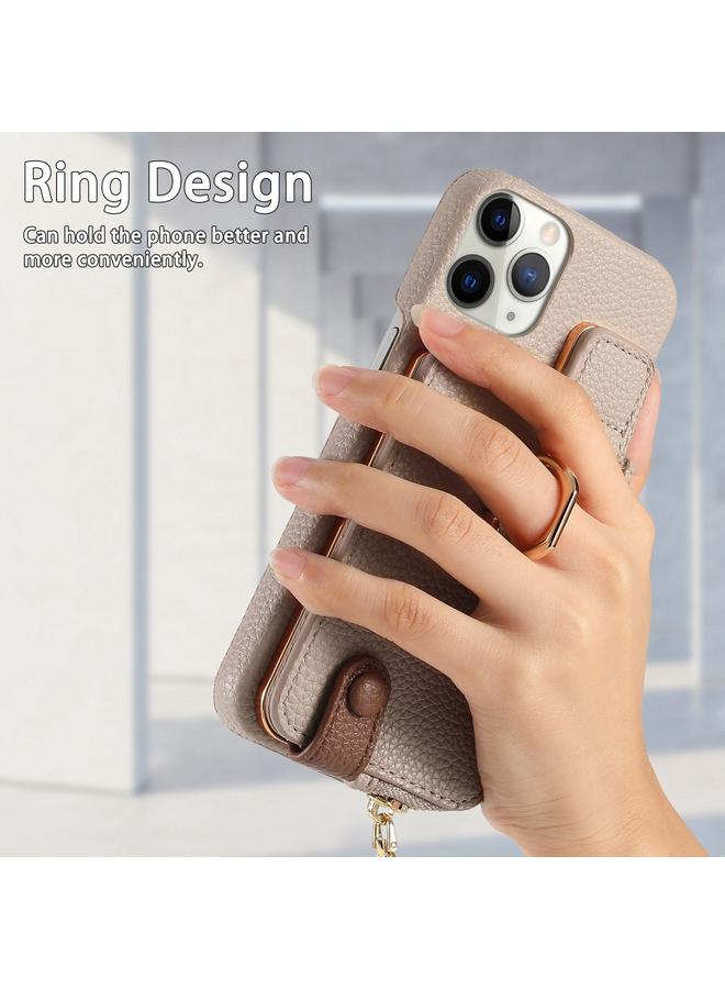 Zaboon Case For iPhone 11 Pro Max Litchi Leather Oil Edge Ring Zipper Wallet Back Phone Case - Image 3