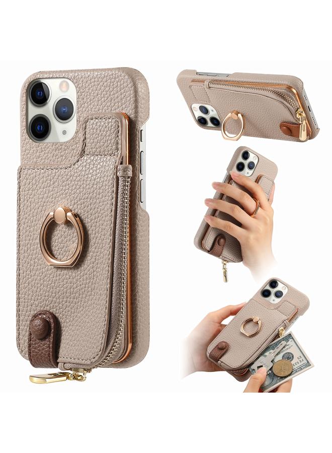 Zaboon Case For iPhone 11 Pro Max Litchi Leather Oil Edge Ring Zipper Wallet Back Phone Case - Image 1