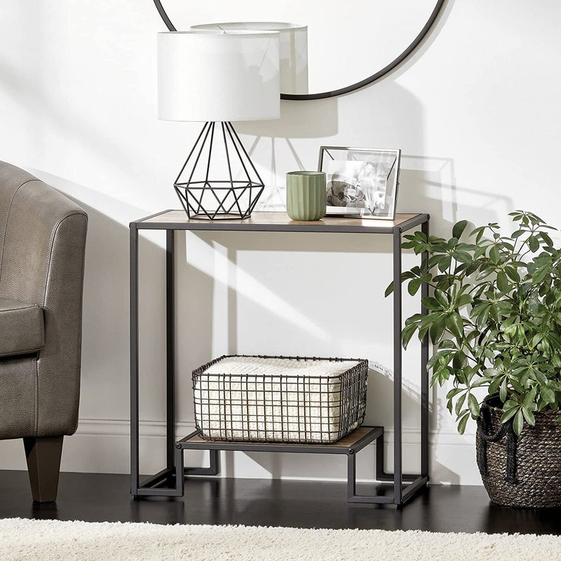 Generic Indian Decor 44605 Storage Table for Entrance TwoLevel Coffee Table in Metal and Wood Entrance Console Cabinet Also Suitable in The Corridor and in The Living Areas Black  - Image 2