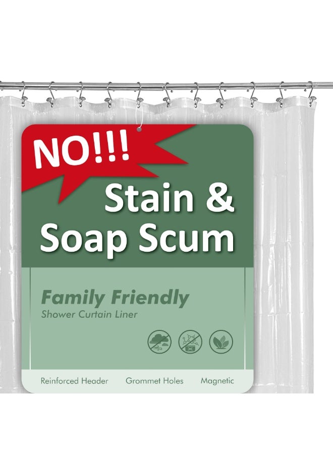 NIBEMINENT Plastic Shower Liner Clear - Premium PEVA Shower Curtain Liner with Rustproof Grommets and 3 Magnets, Waterproof Cute Lightweight Standard Size Bathroom Curtains - Clear - Image 2