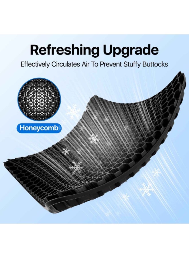 Gel Seat Cushion, Cooling Thick Big Breathable Honeycomb Design Absorbs Pressure Points Seat Cushion with Non-Slip Cover for Office Chair Home Cars Wheelchair, Black - Image 3
