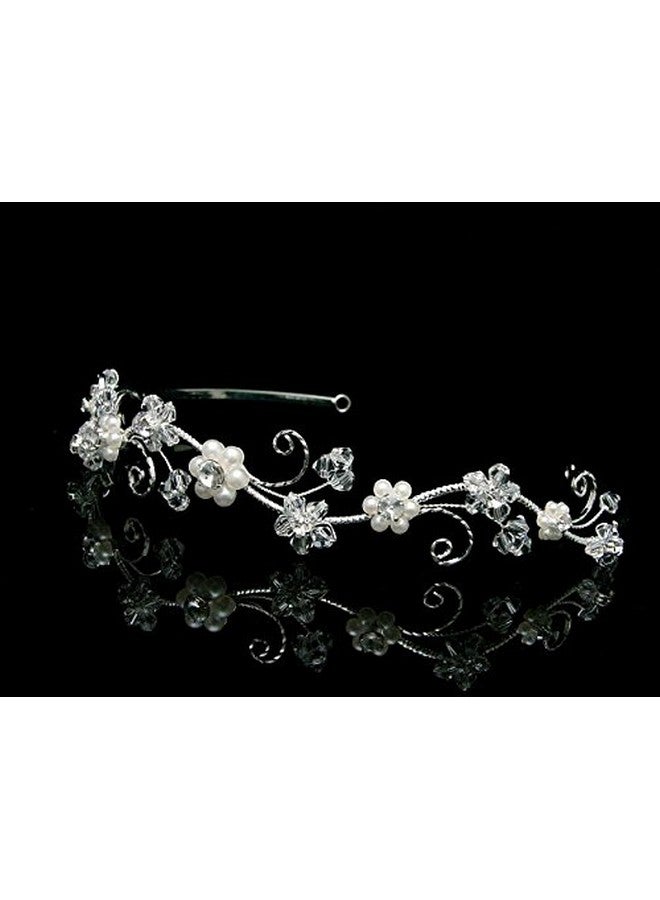 SAMKY Crystal Pearl Wedding Tiara Bridal Headpiece For Brides Hair Accessories For Woman - Image 5