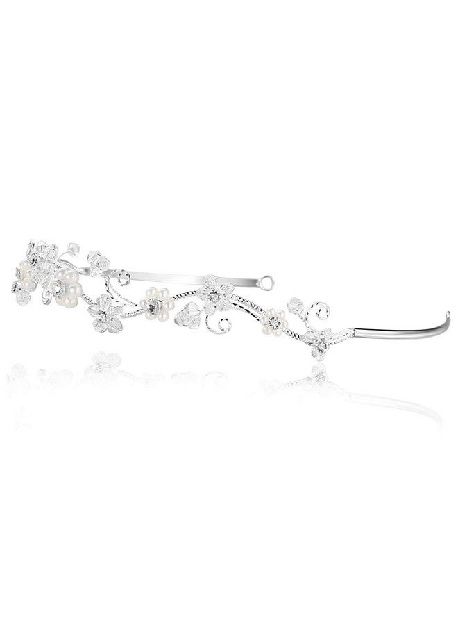 SAMKY Crystal Pearl Wedding Tiara Bridal Headpiece For Brides Hair Accessories For Woman - Image 2