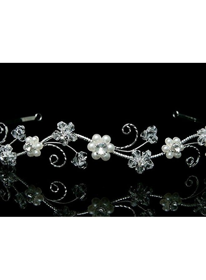 SAMKY Crystal Pearl Wedding Tiara Bridal Headpiece For Brides Hair Accessories For Woman - Image 4