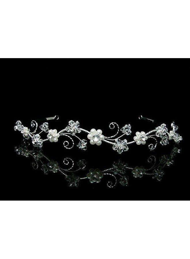 SAMKY Crystal Pearl Wedding Tiara Bridal Headpiece For Brides Hair Accessories For Woman - Image 3