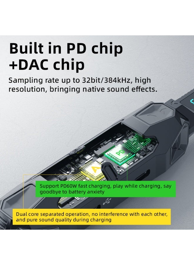 PIVA X41 4 in 1 Type-C Gaming Hub Multifunctional USB Type-C & 3.5mm Audio Inputs with RGB Lighting, 60W USB C Fast Charging, 480Mbps Data Transfer, 3.5mm Audio Port with Power Display for Charging Compatible with Mobile Phones, Laptops, Gaming Devices - Image 3