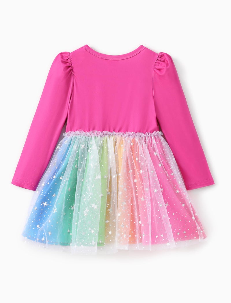 Peppa Pig Toddler Girls Dress for Fall Long Sleeve Stars Decoration Tutu Dresses for Birthday Party Tulle Princess Dress ROSEO Little Girls Size 3-4T - Image 2