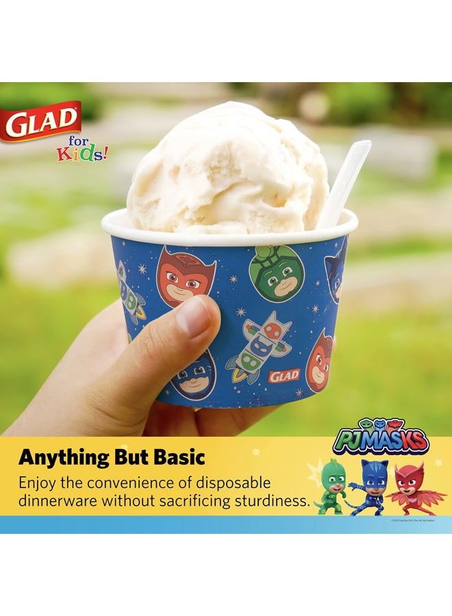 Glad for Kids 12 oz PJ Masks Space Paper Snack Bowls with Lids, 20 Ct | Disposable Paper Bowls with Lid with PJ Masks Space Design | Kids Snack Bowls for Everyday Use - Image 4