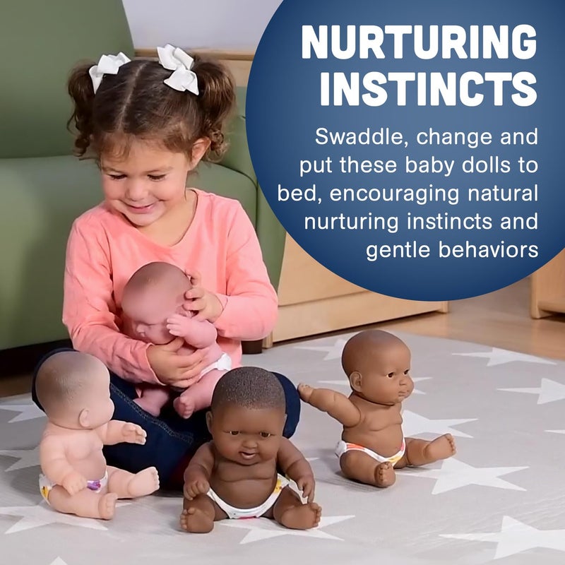 Constructive Playthings 10 Inch Huggable Multi-Cultural Baby Dolls, Multi-Ethnic Social Emotional Learning Toys for Kids, Set of 4 - Image 5