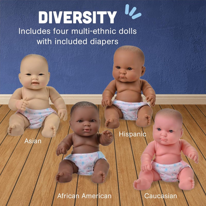 Constructive Playthings 10 Inch Huggable Multi-Cultural Baby Dolls, Multi-Ethnic Social Emotional Learning Toys for Kids, Set of 4 - Image 3