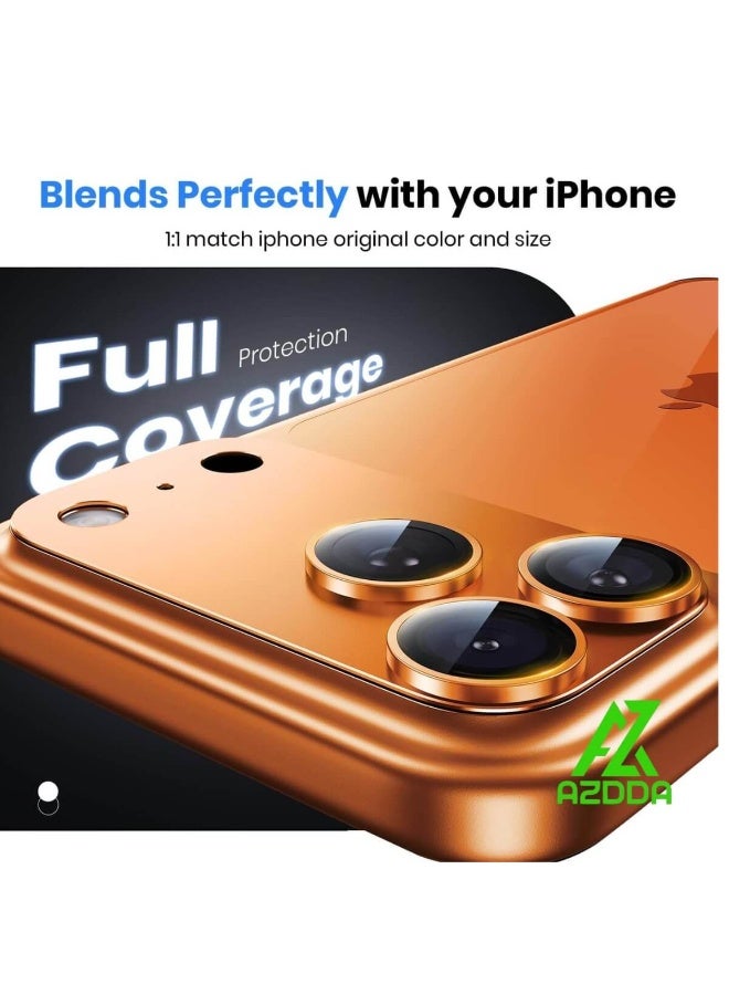 for iPhone 17 Pro Max Camera Lens Protector, Full Coverage, shatterproof Camera Lens Protection Compatible with Apple iPhone 17 Pro Max Orange - Image 2