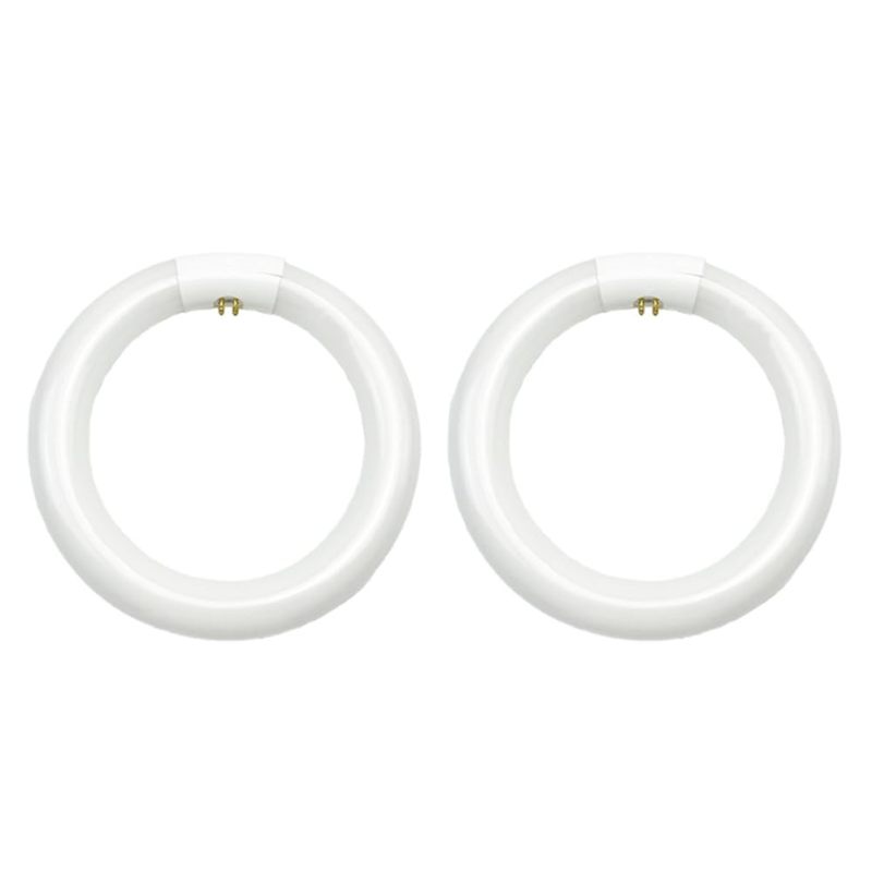 T9 Fluorescent Bulb 8 Inch Circline: Frosted Glass Diffused Cool White Light - 2 Pack 22W FC8T9/CW Single-Pin Base for Residential Commercial Ceiling Fixture Replacement - Image 1