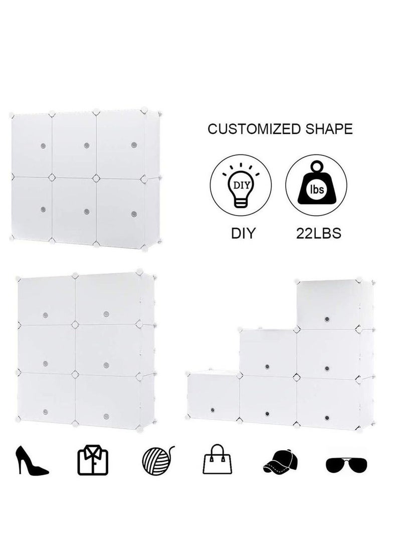 XiuWoo Portable Shoe Rack, 24-Pair Diy Shoe Storage Shelf Organizer, Plastic Shoe Organizer For Entryway, Shoe Cabinet With Doors, White 12 Shelves 32X36X12 Inch - Image 4
