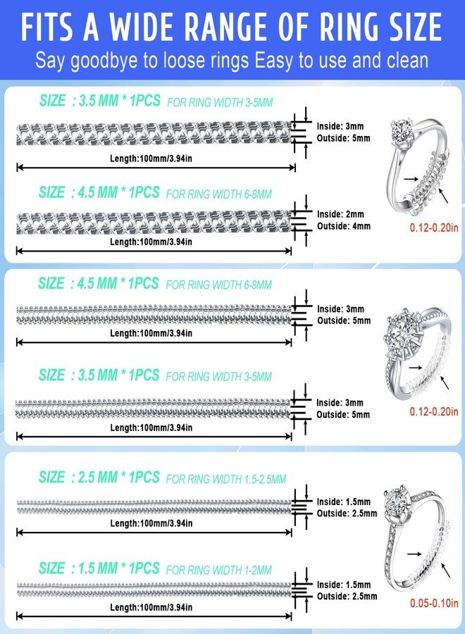 Eiito Ring Sizer Adjuster for Loose Rings,14Pack 14 Sizes Guards, Spacers & Tighteners, Fits Bands 1Up to 9mm, Reduces Size by 0.5-1.5 for Women and Men - Image 3