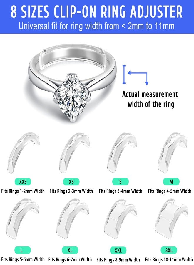 Eiito Ring Sizer Adjuster for Loose Rings,14Pack 14 Sizes Guards, Spacers & Tighteners, Fits Bands 1Up to 9mm, Reduces Size by 0.5-1.5 for Women and Men - Image 2