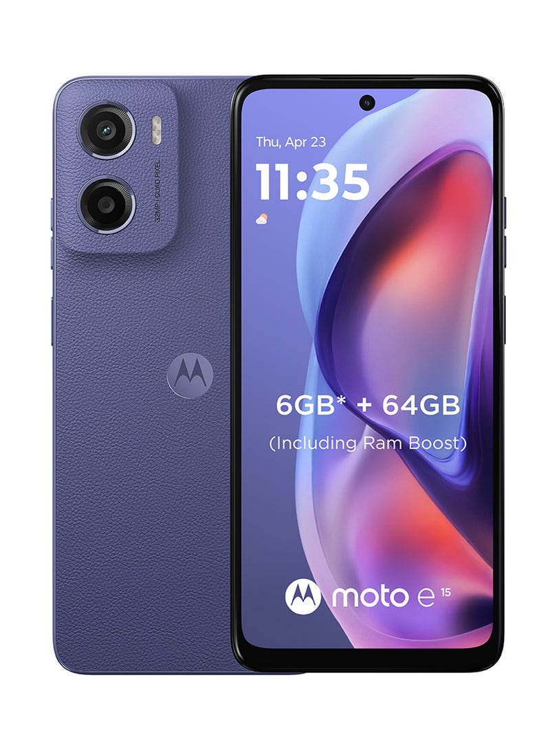 Motorola E15 4G Dual SIM Fresh Lavender 2GB RAM 64GB - Middle East Version - Image 1