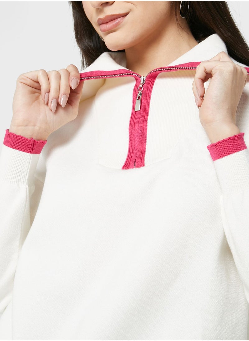 Ginger - Varsity Style Sweater With Collar - Image 1