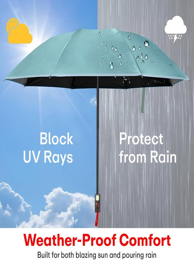 PRIME PICK مظلة برايم بيك للضوء الطبيعي، مظلة سفر أنيقة وصغيرة الحجم، مناسبة للشمس والمطر، خفيفة الوزن، مقاومة للرياح، متينة، تفتح وتغلق تلقائيًا، تصميم قابل للطي، مناسبة للرجال والنساء، لون أخضر فاتح - Image 5