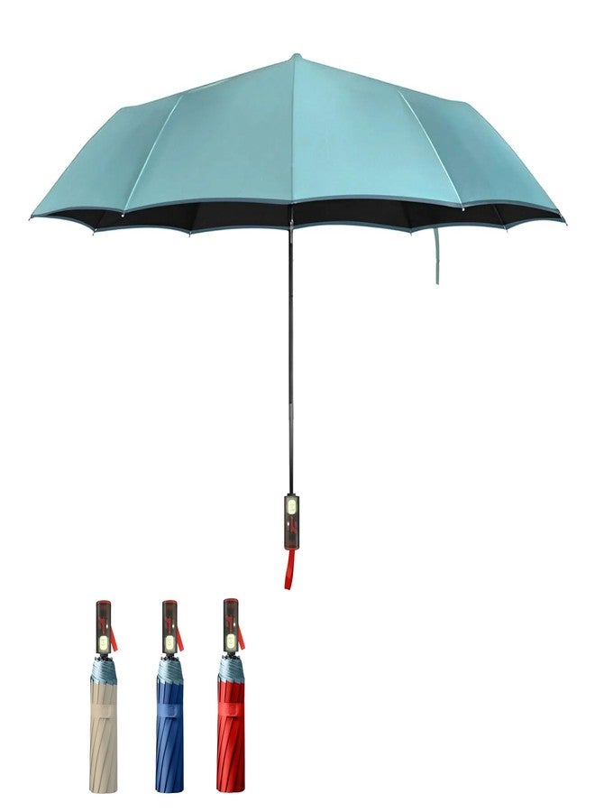 PRIME PICK مظلة برايم بيك للضوء الطبيعي، مظلة سفر أنيقة وصغيرة الحجم، مناسبة للشمس والمطر، خفيفة الوزن، مقاومة للرياح، متينة، تفتح وتغلق تلقائيًا، تصميم قابل للطي، مناسبة للرجال والنساء، لون أخضر فاتح - Image 1