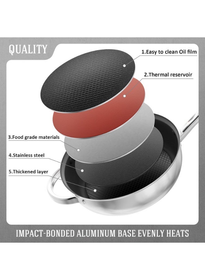 LEFAFA 12-Piece Stainless Steel Cookware Set, Nonstick Pots and Pans Set with Stay-Cool Handles,  Includes Saucepans, Skillets, Stockpot, Saute Pan, Steamer, Dishwasher Safe, Silver - Image 3