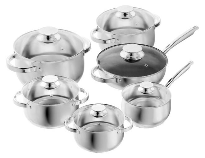 LEFAFA 12-Piece Stainless Steel Cookware Set, Nonstick Pots and Pans Set with Stay-Cool Handles,  Includes Saucepans, Skillets, Stockpot, Saute Pan, Steamer, Dishwasher Safe, Silver - Image 1