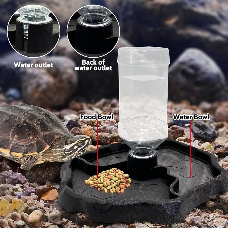KASTWAVE Space saving design picks 9oz Reptile Water Bottle and Automatic Feeder for Turtles, Tortoises, Lizards, Chameleons – Leak-Proof Water Dispenser and Food Bowl Combo for Reptile Hydration and Feeding Gulf standard sizing alternatives - Image 4