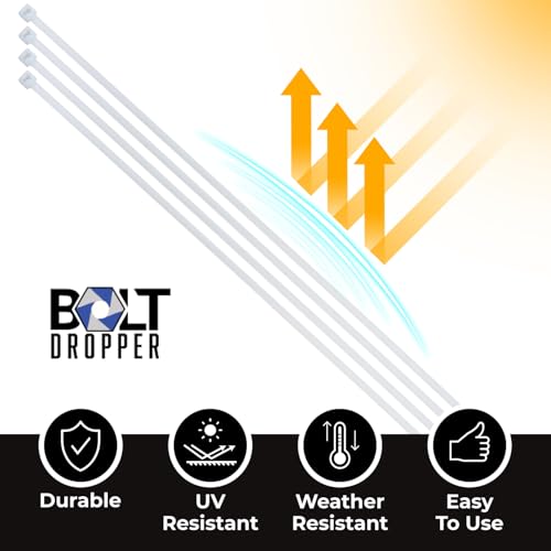 Bolt Dropper 8 Inch 1000 White Zip Cable Ties 40lbs Tensile Strength - Secure Projects with Confidence: Heavy Duty, Self-Lock Premium Nylon Cable Wire Ties for Indoor Outdoor Use - Image 5