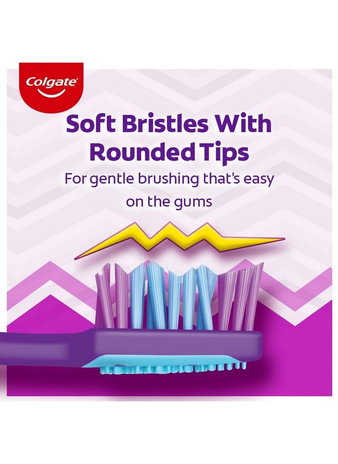 Zigzag Soft Bristle Toothbrush 6 Pcs Multicolour Compact Brush Head For Deep & Complete Cleansing