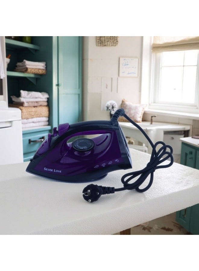 Silver Love CY-828 Dry & Steam Iron – Advanced Steam Burst Technology with 180ml Water Tank for Professional Fabric Care and Quick Ironing Results - Image 1